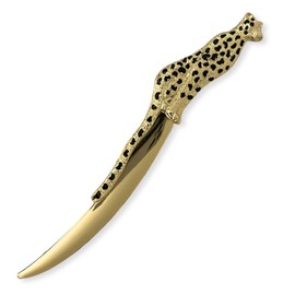 Premium Leopard Letter Opener | Gold Electroplated Desk Accessory for Home or Office | Mail Opening Tool for Women & Men | Velvet Gift Bag