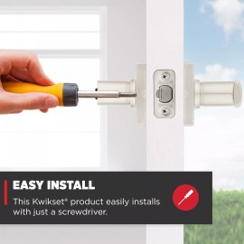 Kwikset Breton 405 Entry Door Handle with Lock and Key, 1 Pack, Brushed Nickel