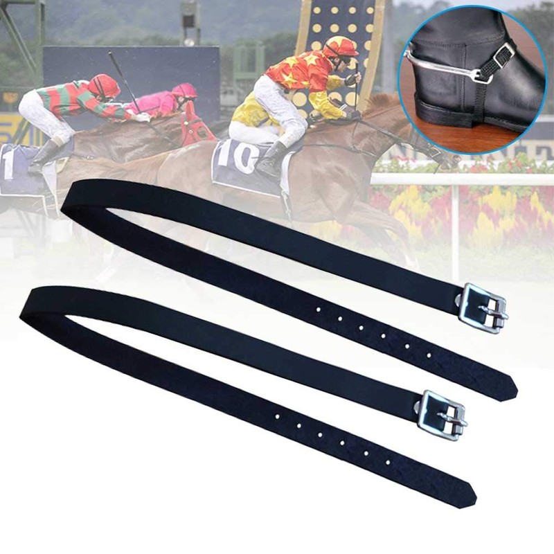 Faderr Equestrian Leather Spur Straps with Buckle, Solid Spur Strap