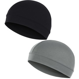 Coyanyu Pack of 2 cycling caps for men, summer cycling cap, helmet cap, under-helmet, cycling, motorcycling, running, baseball, Black and light grey