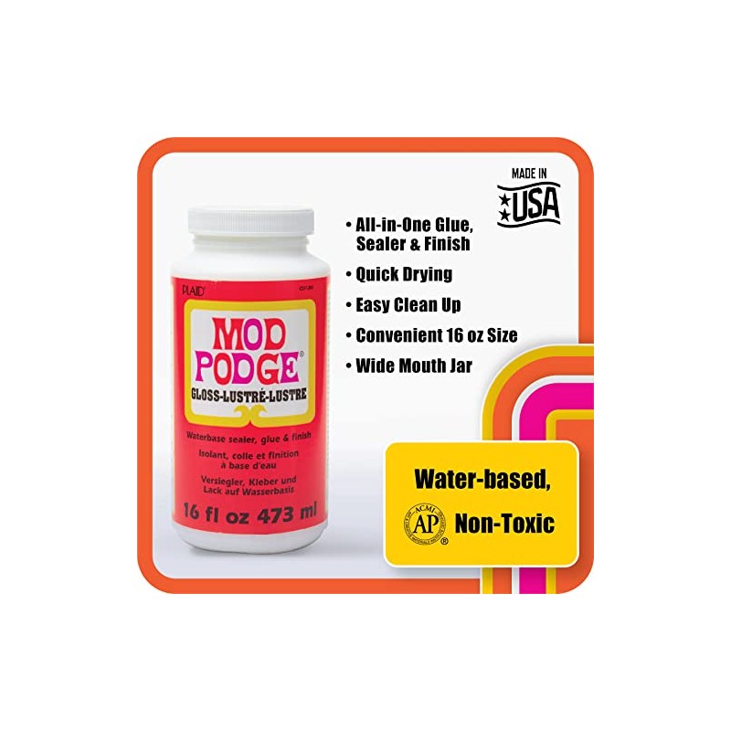 Mod Podge Complete Decoupage Kit-Two 16oz Bottles Waterbase Sealer/Glue (Matte