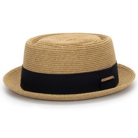 Women Classic Pork-Pie Straw-Fedora-Hat Men Roll-Up Trilby-Sun-Hat Derby Boater-Hat Summer Beach Travel===, Khaki-black Band, Medium-Large