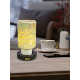 Dale Tiffany TAR24124 Alps Green Uplight Mosaic Accent Lamp with Rechargeable Battery and 3-Level Brightness, Multicolor, 8.5-Inch Tall