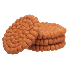 PATIKIL Set of 4 Round Wool Felt Coasters, Absorbent Cute Desk Coaster for Drinks Handmade Felt Table Decor Fun Merino Wool Pads for Bar Home Office Restaurants, Orange