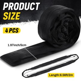 Fabbay 4 Pcs 6.6 FT Endless Round Straps Polyester Lift Hoist Slings for Lifting Towing Moving Heavy Cargo Black Spanset Aerial Hoop Rigging 5300 Lbs Vertical Capacity 4240 Lbs Choker 10600 Lbs Basket