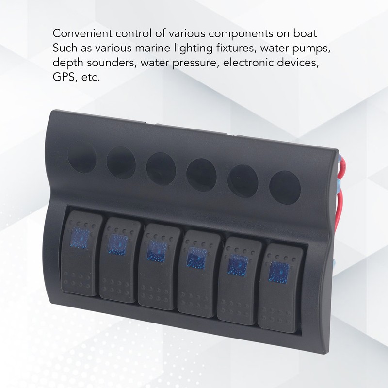 Electrical Switch Panel 6 Gang Pre Wired Blue LED Switch