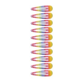Ladies, Womens, Girls, Bright Rainbow Stripe Coloured Hair Snap Clips, Pack of 12, 4.5cm