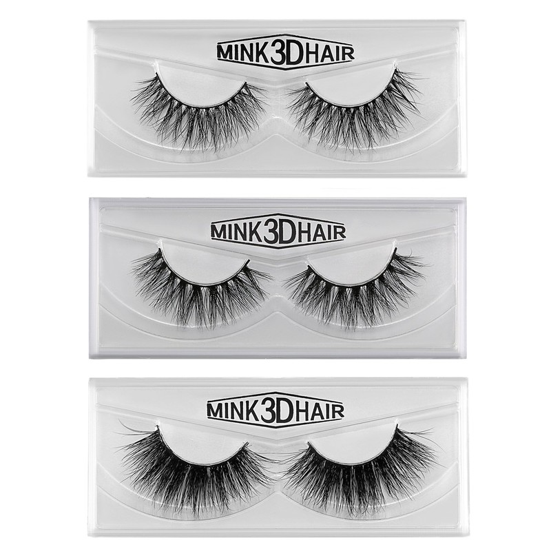 JewelryWe 3D Mink Hair False Eyelashes Black 100% Handmade Eyelashes