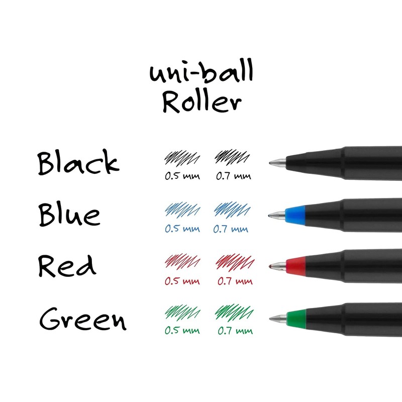 Sanford Uniball Roller Stick Pen, 0.5mm Micro Point, Blue Ink,