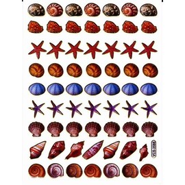 Fish Fish Shells Colourful Animals Sticker Set (63-Pieces 1 Sheet 135 mm x 100 mm Stickers Craft Party Metallic Look