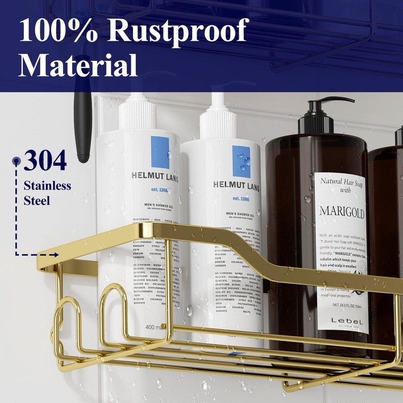 Kitsure Shower Caddy Large - Adhesive Shower Organizer, Stainless Steel