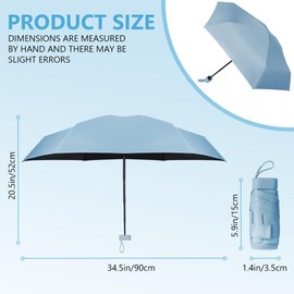 Aolso Travel Umbrella, 6 Ribs Mini Umbrella, Small UV Umbrella, Foldable Parasol, Windproof Umbrella with Capsule Cover, Portable Pocket Umbrella for Men and Women, White