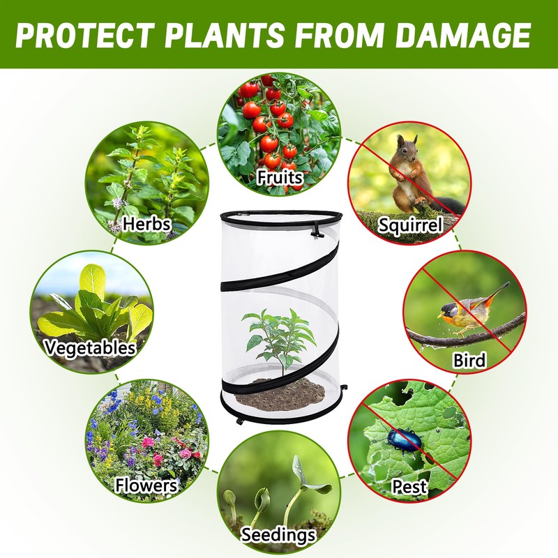 4 Pcs Pop Up Insect Barrier Plant Cover Net, 19.6"
