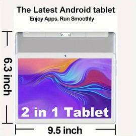 FEONAL The Latest 10-inch Tablet In 2025, With The Latest Octa-core Processor For Android Tablets, A 2-in-1 Tablet With Keyboard, 64GB ROM + 4GB RAM Storage, Expandable Up To 128GB, 5G WiFi, GPS, And A 1280 * 800 HD Display Screen - Color: silver