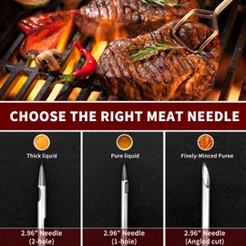 Turkey Meat Injector Syringe Kit with 3 Marinade Needles for BBQ Grill Smoker, 1 Cleaning Brush, 1 Oz/30 ml Large Capacity Injector Marinades for Meats Red