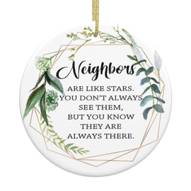 Neighborhood Christmas Ornament 2023-Neighbors are Like Stars Ornament Keepsake for Your Neighbor Friend Xmas Tree Hanging Ornament Round Ceramic Present Home Decor
