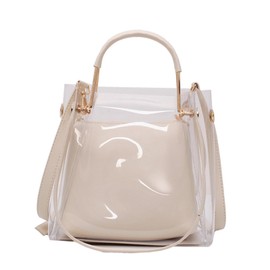 Takusan Shopping Women's Clear Bag, Shoulder Bag, Transparent, Removable Cover, Vinyl, Tote Bag, 3-Way Pouch, Pain Bag, Push Up, white
