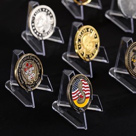 Acrylic Easel Stands Coin Stand, 20 Pieces Coin Display Stand Coin Holder Clear Mini Coin Display Coin Stand for Coin Storage for Coin Plaque Collections