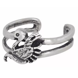 eJewelryPlus Sterling Silver .925 Swan Bird Toe Ring Adjustable Size | Made In USA