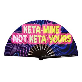 PandaTak Large Funny Folding Handheld Fans: 13-inch Bamboo Rave Fan, Foldable and Perfect for Gay Parties, EDM Festivals and Ravers (Mine Not Yours)