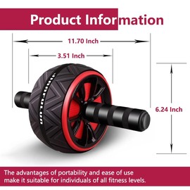 Ab Roller Wheel, Quiet Non-slip Core Abdominal Roller Wheel, Ab Roller Wheel Abdominal Exercise for Home Gym Fitness Equipment, Ab Workout Equipment for Abdominal Exercise, free non-slip sponge pad