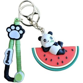 xutao Cute Panda Watermelon Keychain Cartoon Animal Fruit Keychain Panda Pendant Backpack Charm Key Chain Gifts, multicoloured