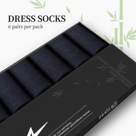 Niorasen Mens Dress Socks, 6 Pairs Soft Breathable Bamboo Rayon Socks, Classic Mid Calf Socks for Men with Exquisite Box