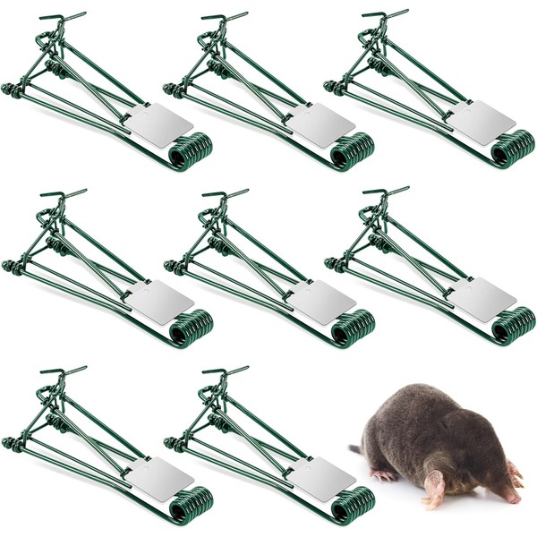 8 Pack Mole Gopher Traps Outdoor Use, Easy Set Metal