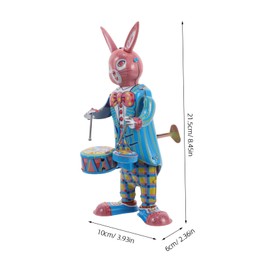 Hohopeti Retro Toy Rabbit Drummer Robot Iron Crafted Music Toy Fun Decor for Cafe Home