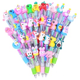 34 Pieces 4 Colours Ballpoint Pen Pens Children Girls Set Cool Multicoloured Kawaii Mini Animal Pens Beautiful Cute Pens Retractable Ballpoint Pen Animal Funny Unicorn Multicoloured Four Colours Party