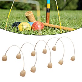 Milageto 5 Pieces Croquet Wickets Replacement, Wooden Mallet Game for Kids Replacement Fun Group Wooden Gateball Set for Games Family,