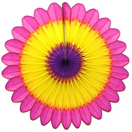3-Pack 18 Inch Tissue Paper Fanburst Decoration (Easter - Cerise/Yellow/Purple)