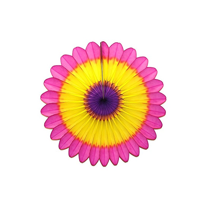 3-Pack 18 Inch Tissue Paper Fanburst Decoration (Easter - Cerise/Yellow/Purple)