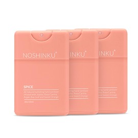 Noshinku - Refillable Hand Sanitizer Orange Coriander 3-Pack, Travel Size Spray, Hydrating Botanical Oils, Natural Ingredients, All Natural Fragrances, Sugarcane Derived Alcohol, No Parabens, No Dyes