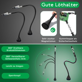Magnetic Helping Hands Soldering Aid with Flexible Gooseneck Metal Arms, Third Hand for Automobile Electronics, Soldering Jewellery, Painting Art, Craft, Hobby Pack of 2
