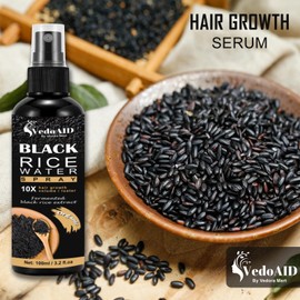VedoAID Black Rice Water Spray for Hair Growth – Organic Hair Serum with Castor Oil & Ginger Root – Strengthens, Thickens & Repairs Hair – Hair Loss Treatment for Women & Men – 100ml/3.2 fl.oz (1pc)