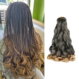 Viovian Short French Curl Braiding Hair 14 Inch 6 Pack Honey Blonde French Curls Bouncy Loose Wavy French Curly Braiding Hair Synthetic French Curl Braids T27(50g/pack)