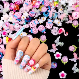 Cute 3D Nail Charms Dolphin Pineapple Food Panda Dinosaur Snail Cartoon Mix Jewelry Charms for Nail Art Design DIY Crafts Accessories Decorations (180)