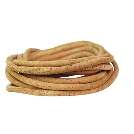 Round Cork Lace - 5mm Natural Cork Colour - Unique Surface Structure - DIY - Jewellery Crafting - Perfect for Sewing with Cork - Vegan Alternative to Leather - Cork Strap - Decorative Lace, Rope