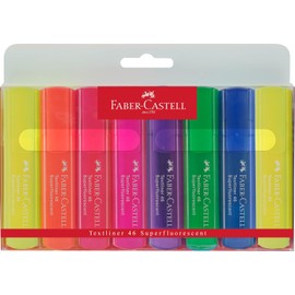 Faber-Castell 154662 - Estuche 8 Marcadores Fluorescentes Textliner 46 - Colores Multicolor Superfluorescentes.