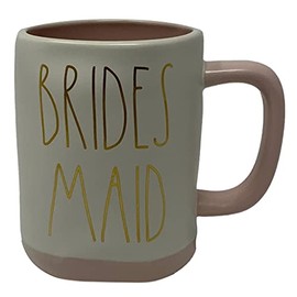 RAE DUNN BRIDES MAID MUG with PALE PINK HANDLE, BOTTOM & INTERIOR with GOLD LETTERS - Artisan Collection By Magenta – Show your entourage how appreciative you are with this lovely mug