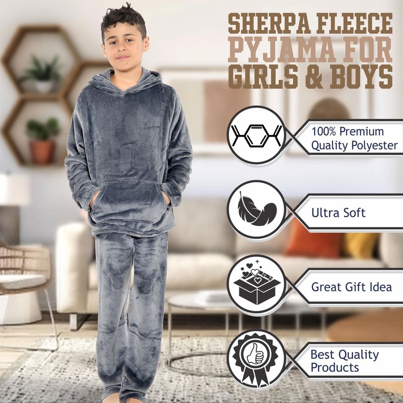 A2Z 4 Kids Childrens Warm Fleece Twosie Hooded Pyjamas -