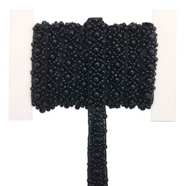 FQTANJU Elegant Wedding Black Rhinestone Applique with Pearls 2yards Crystal Beaded Applique Party and Other Formal Occasions.