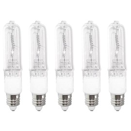 Anyray A1780Y (5)-Pack 50W 50 Watt JD E11 Mini-Candelabra T4 Halogen Light Bulb, Clear Bulbs