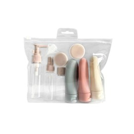 Juego de 11 Botellas de Viaje Reutilizables de Silicona y PET a Prueba de Fugas para Artículos de Tocador y Cosméticos de Viaje - Kit Organizador de Belleza con Atomizador, Tarros y Embudo