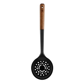 WAGENSTEIGER Silicon Cooking Skimmer Ladle with Wooden Handle: Slotted Cooking Spoon for Deep Frying Food, Food Separator, Heat Resistant, BPA Free, Gentle Head Design for Non-Stick Cookware