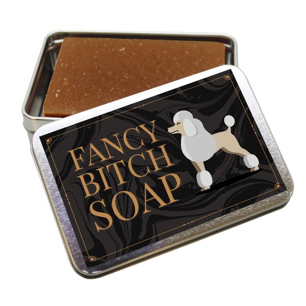 Fancy Btch Soap - Pretty Poodle Tin - Novelty Bath Soap for Women - Chocolate Soap, Handcrafted, Made in the USA
