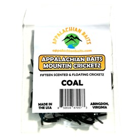 Appalachian Baits Coal Mountin Cricketz 1 3/4" Soft Floating Fishing Bait Crickets, Scented, (Trout, Steelhead, Panfish), (15 Count)