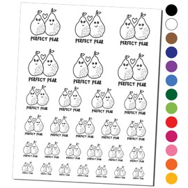 Perfect Pear Pair Love Doodle Temporary Tattoo Water Resistant Fake Body Art Set Collection - Black (One Sheet)