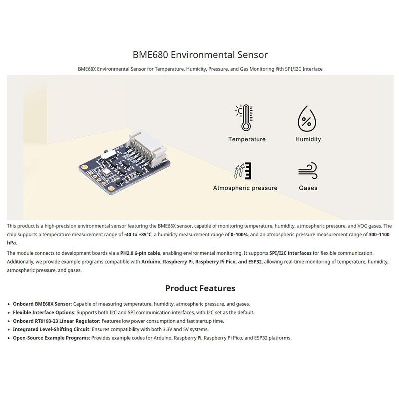 BME688 Environmental Sensor - High Accuracy Temperature, Humidity, Pressure &